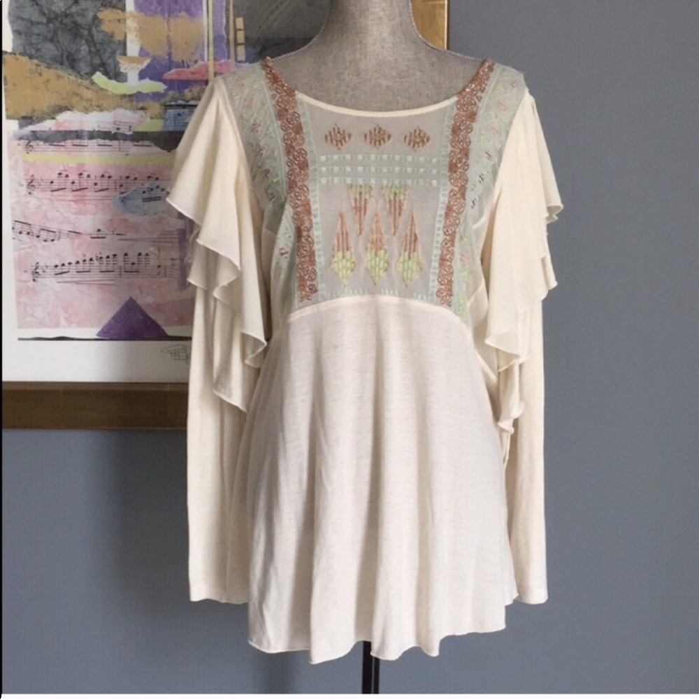 Free People Embroidered Blouse